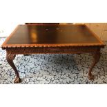 Leather topped mahogany cabriole legged library table c1900