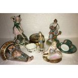 Good quality continental porcelain to include Dresden putti with shell, Dresden figurine, 19cms,