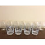 Seven superbly etched brandy glasses and 4 tumblers (probably by Rowland Ward) depicting African big