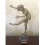 Good bronze Art Deco figure "The Juggler" by Claire Colinet with broken arm