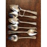 Set of six London silver teaspoons 1804 by Stephen Adams