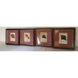 Four Kensita's framed silk cigarette cards -
