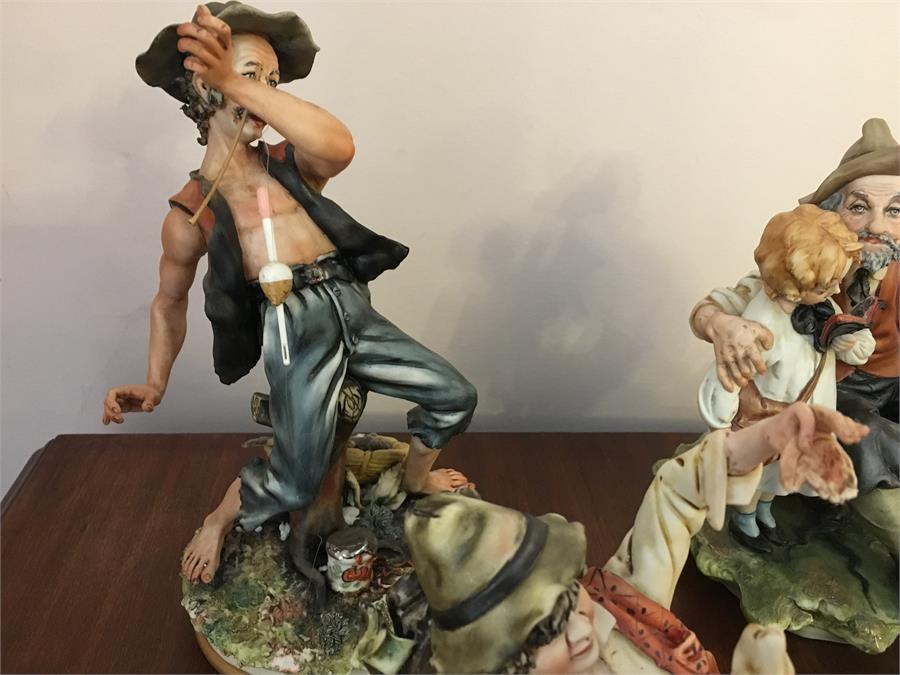 Three Capodimonte figures, all good condition apart from damage to fishing rod - Image 2 of 5