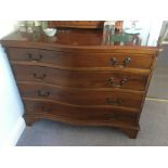 Modern yew wood serpentine chest 90w x 49d x 72h