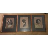 Three portrait prints signed by M.Tyrrell - 40cms x 32cms
