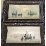 A pair of 19thC oil on canvas, shipping scenes