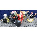Five various teapots and 1 jug including Lucky Santa Claus a/f, Beswick Double Diamond a/f, Rooster,