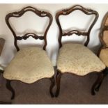 Pair of 19thC rosewood cabriole leg dining chairs