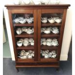 Mahogany display cabinet, two glazed doors over two drawers