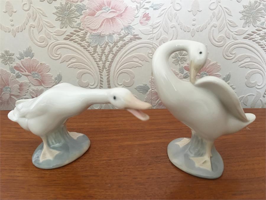 Two Lladro figures of Geese