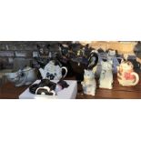 Cat teapots (15) including Tony Wood, Bob Hersey, Wade etc... some slight a/f