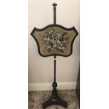 A 19thC beadwork firescreen woodwork a/f