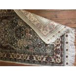 Hand knotted silk rug 91 x 63 cms