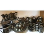 A boxed lot of plated ware including tea service etc.