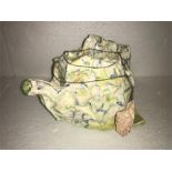 A very unusual studio pottery teapot by the renowned English studio potter Carol McNicoll. She is