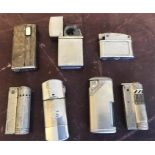 A collection of lighters to include Falcon Nimrod, Sunflower, Karat Sunray, Isco-Triplex, Tommy Pipe