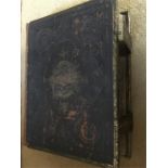 A large 19thC bible with coloured plates, records of family births, deaths and marriages - 33cms x