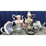 Seven various teapots including David Seeger (Cork Potter) etc...