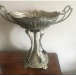 Large metal Art Nouveau style vase