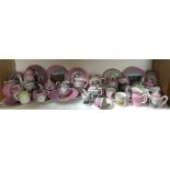 A large quantity of 19thC pink lustreware, some with chips/damage