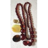 Semi precious stones and vintage necklace and pencil