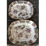 Two 19thC meat platters - good condition, Largest 46cms x 56cms