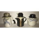 Three novelty J&G Morten art pottery teapots