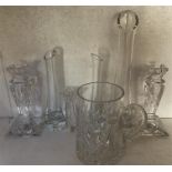 Seven pieces of good quality glass including Stuart Crystal candlesticks - slight chip to one