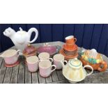 Assorted teapots etc including Carlton Ware lustre pottery.