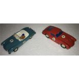 Two vintage Scalextric electric model racing cars, a Ferrari G.T. 250 Berlinetta and a Mercedes