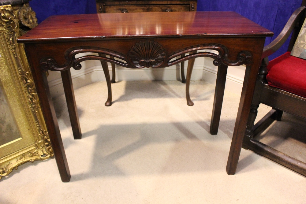 A FINE GEORGE III CONSOLE TABLE, former foldover tea table