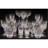 A LARGE COLLECTION OF GLASSWARE; includes; Champagne coups, wine glasses, sherry glasses etc,