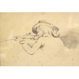 DRAWING OF A MAN HOLDING A GUN, attributed to the artist George Morland, pencil on paper