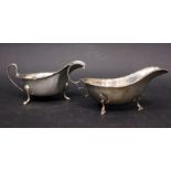 TWO EARLY 20TH CENTURY SILVER SAUCE BOATS, (1) Birmingham, maker's mark SB&S Ltd, for S. Blanckensee
