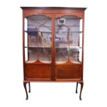 A FINE GLAZED TWO DOOR CABINET, with cavetto cornice over a gadrooned band, with art nouveau