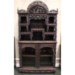 A VERY FINE 19TH CENTURY CHINESE HARDWOOD CARVED DISPLAY CABINET, circa 1835