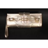 A JIMMY CHOO METALLIC LEATHER ‘TULITA’ CLUTH/WRISTLET BAG, in Jimmy Choo bag, clean interior,