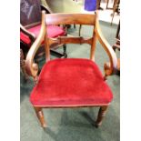 A REGENCY STYLE CARVER/ARMCHAIR, with scroll shaped armrests, tipped with scroll to shoulder