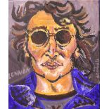 DÉARBLA, "LENNON", acrylic on canvas, signed lower right, inscribed lower left, 12" x 10" approx
