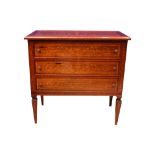 A VERY FINE EDWARDIAN ROSEWOOD INLAID 3 DRAWER CHEST