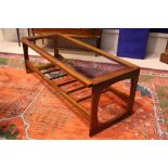 A MID-CENTURY TEAK & GLASS "LADDER" COFFEE TABLE, possibly Danish, 47" x 19" x 17" approx