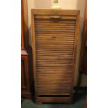 EARLY 20TH CENTURY, TAMBOUR FRONTED FILING CABINET, OAK, with pull out drawers within, in need of