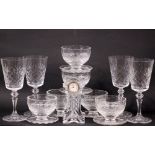 A MIXED GLASS LOT; Includes; Galway cut glass wine glasses, Waterford Crystal dessert bowls, a