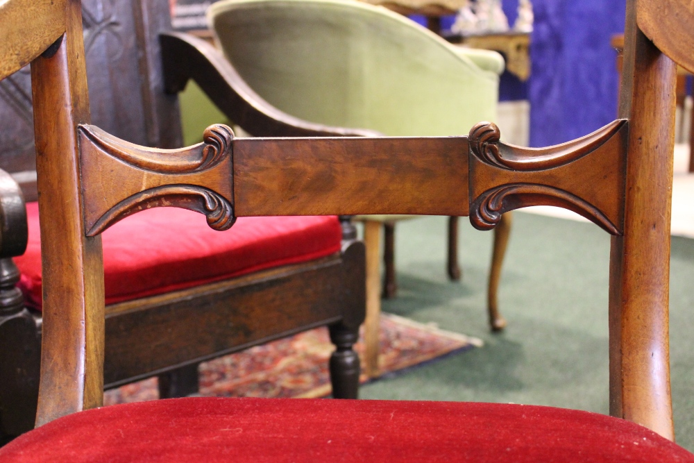 A REGENCY STYLE CARVER/ARMCHAIR, with scroll shaped armrests, tipped with scroll to shoulder - Image 3 of 3