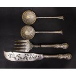 A MIXED SILVER LOT, includes; (1) A Cased Pair of Berry Spoons, with repoussé/chasing floral/foliage