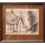 AN EARLY 20TH CENTURY PENCIL SKETCH, "A COUNTRY COTTAGE", unsigned, 8" x 6" approx sketch