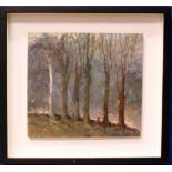 KEN MARONEY, "WOODLAND", signed lower left, oil on board, 13.25" x 12" approx board, 19" x 18"