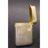 AN EARLY 20TH CENTURY SILVER VESTA CASE, small, with gilt interior, maker's mark A.C
