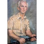 MOLEY MAGUIRE, "THE MUSICIAN", oil on canvas, signed verso