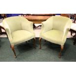 A PAIR OF VERY GOOD TUB CHAIRS, raised on Queen Anne shaped leg